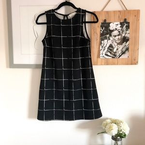 Windowpane Print Shift Dress
